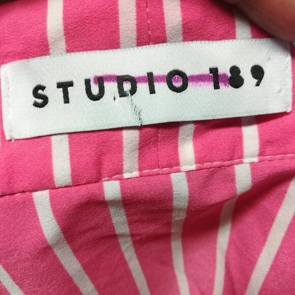 Studio 189 Short Sleeve Kimono Size M Pink Silk Cotton Open Front Striped Batik - Picture 13 of 13